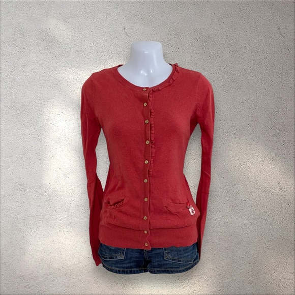 Vtg Volcom Red Button Up Cardigan - Picture 2 of 8